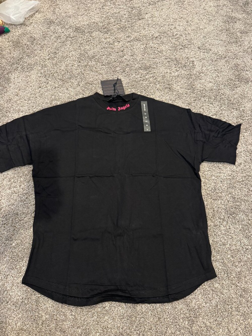 Palm Angels Black T-Shirt Pink Logo Men’s Size M